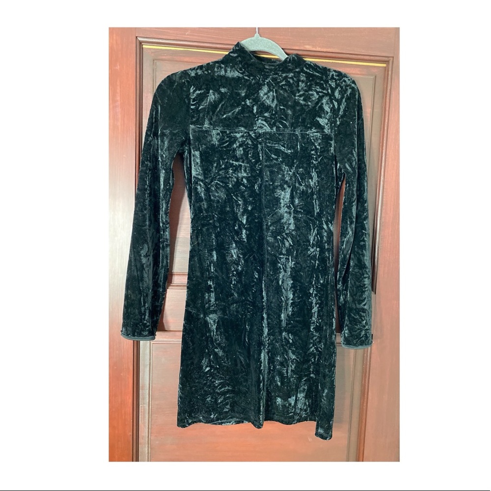 velvet long sleeve mock neck dress